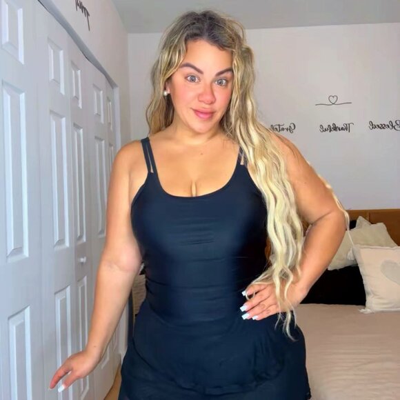 Arolina Women's One-Piece Swim Dress Tummy Control Modest Swimsuit with Swim NEW - Picture 3 of 16